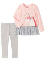 kids Headquarters Kids Headquarters 2Pc Pink/Silver Unicorn Top with Leggings, 18m