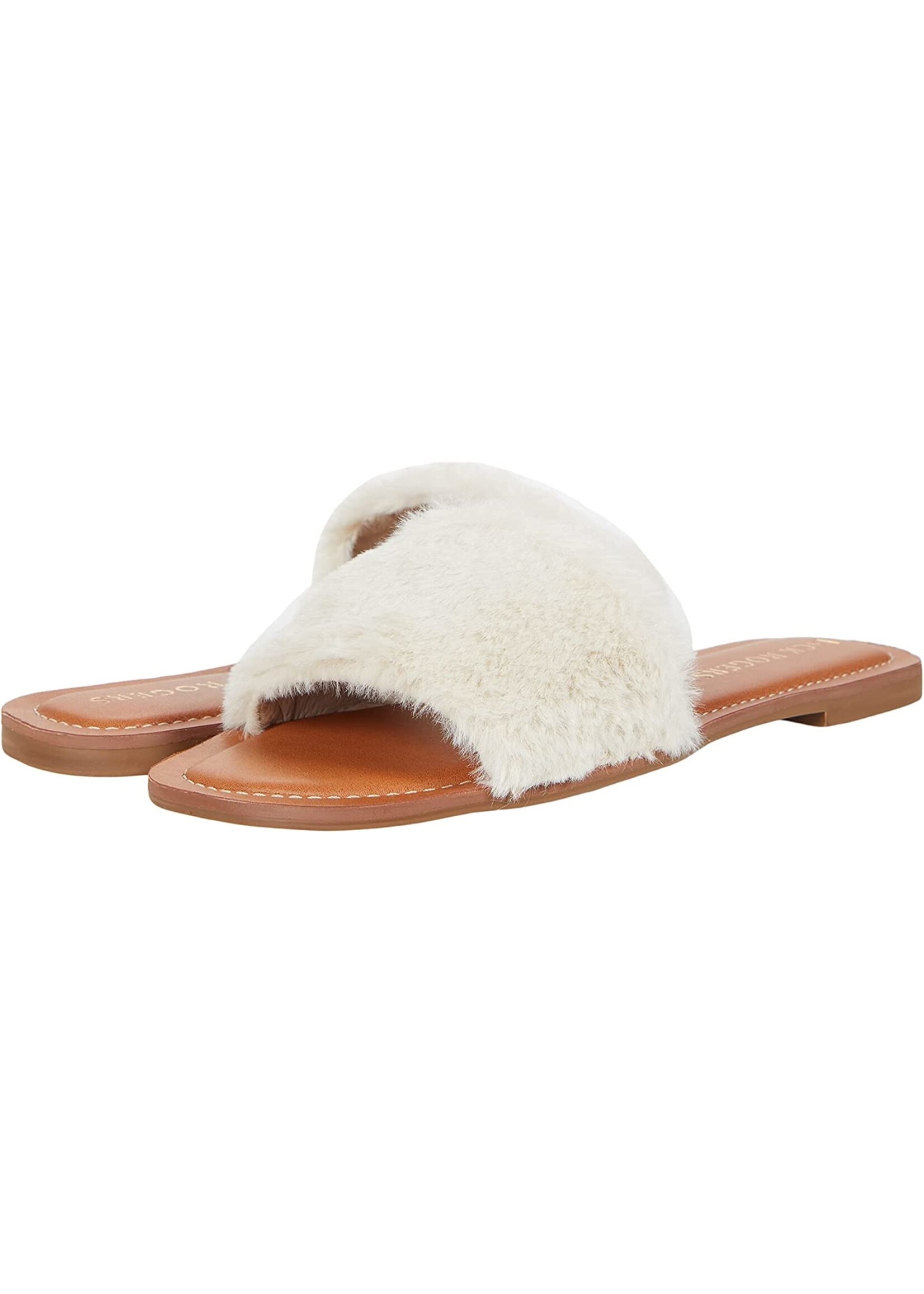 jack rogers Jack Rogers Natural Faux Fur Slides