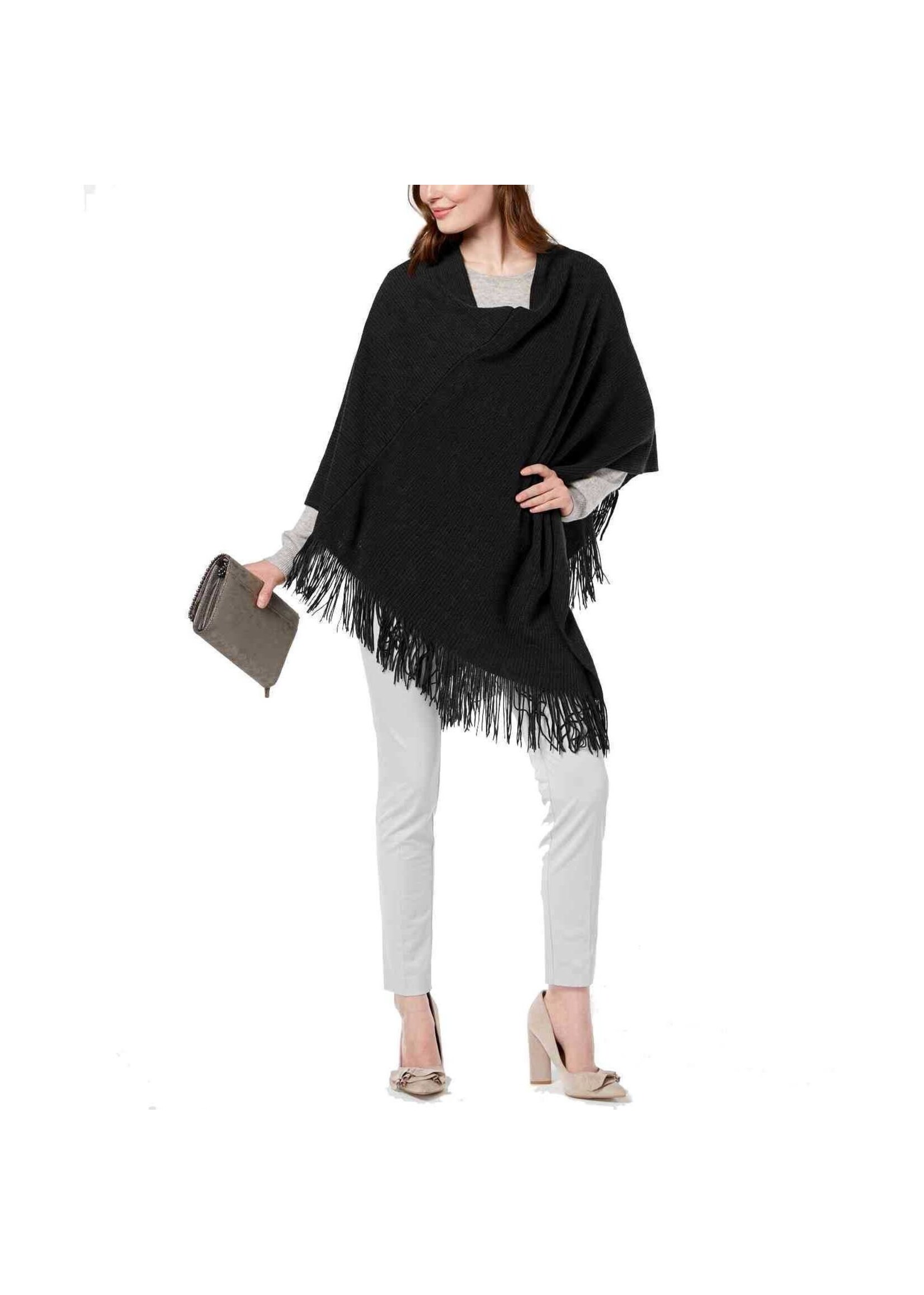 Cejon Cejon Black Fringe Wrap, OS