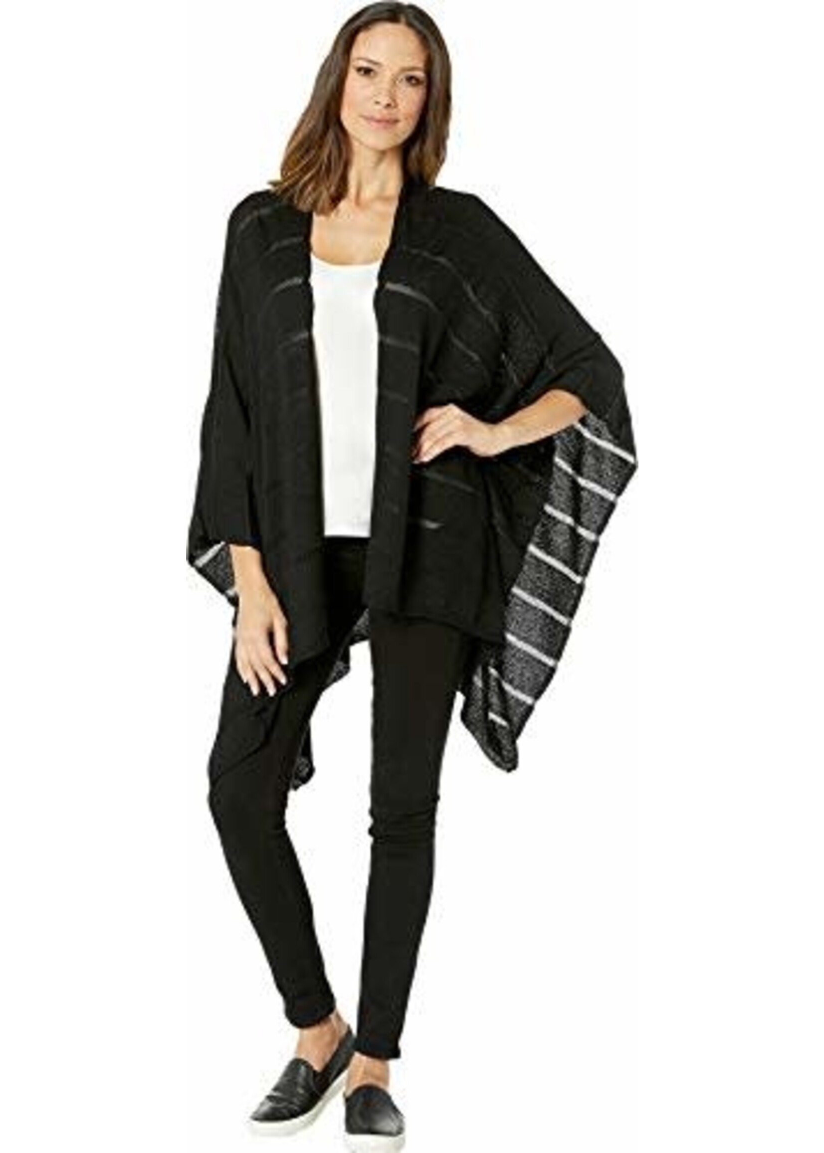 Calvin Klein Calvin Klein Black Knit Shadow Stripe Shawl, OS