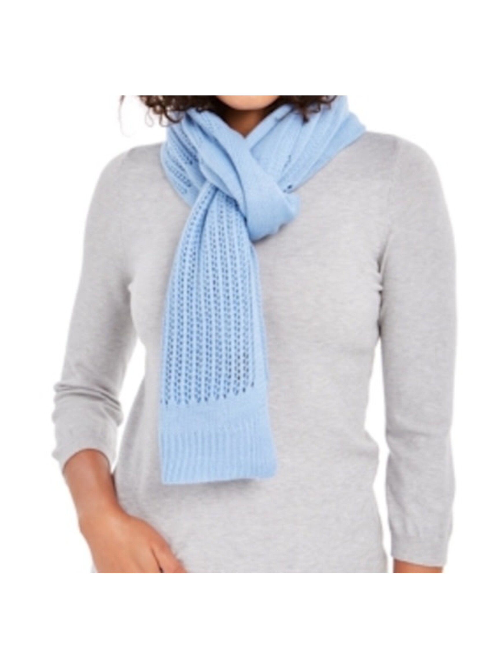 DKNY DKNY Blue Soft Open Knit Block Wrap Scarf