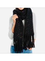 DKNY DKNY Black Speckled Oversize Fringe Scarf