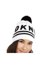 DKNY DKNY Pom White/Black Beanie Hat