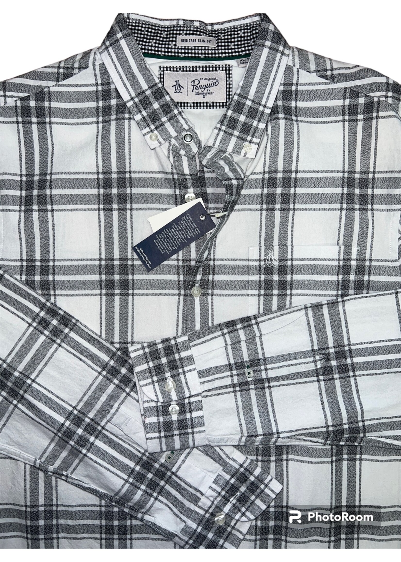 Original Penguin Original Penguin Men's Plaid Long Sleeve Shirt, XL