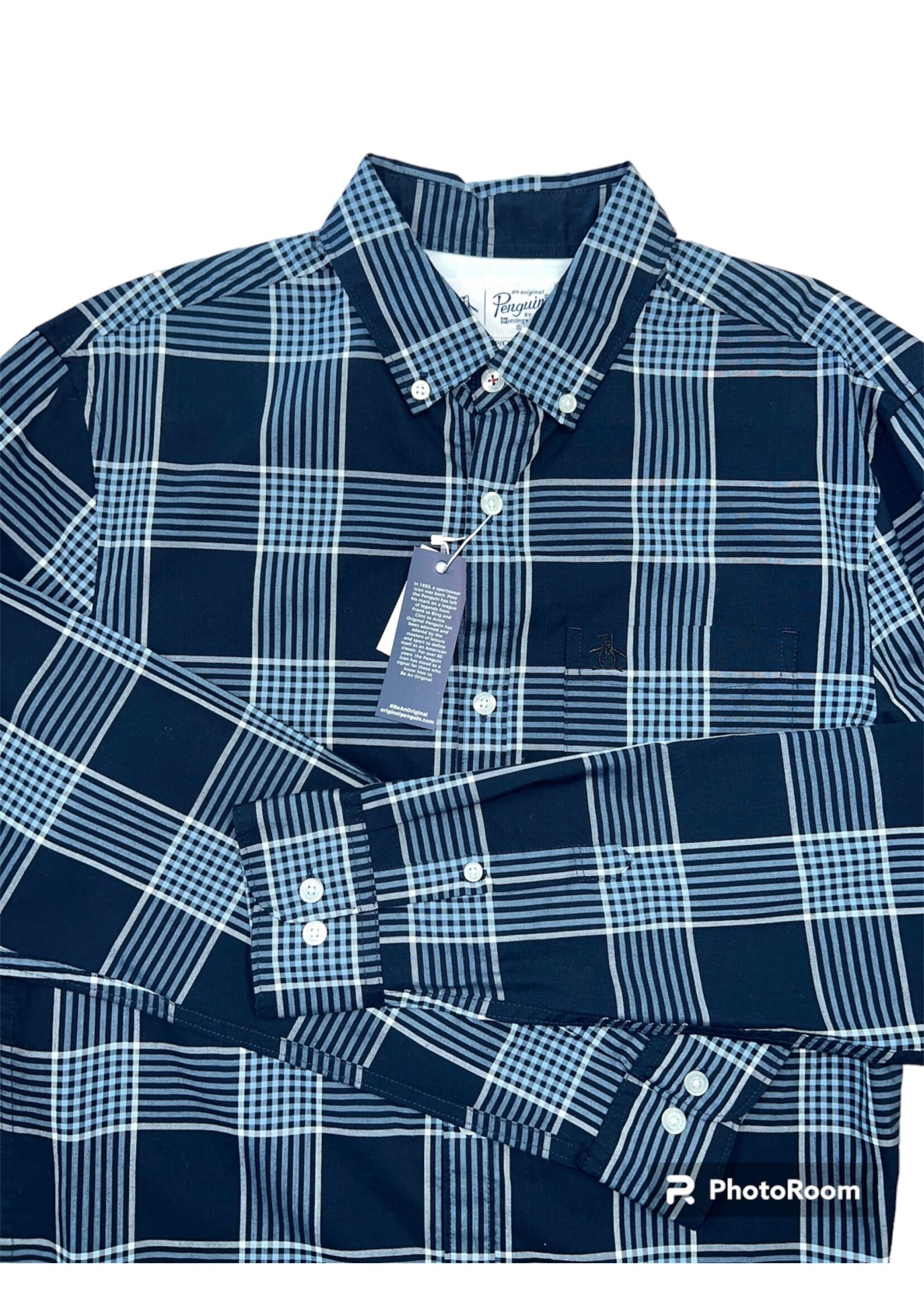 Original Penguin Original Penguin Men's Navy Plaid Shirt, S