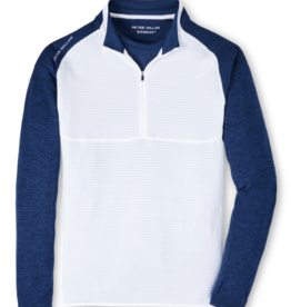 Peter Millar Men's 1/4 Zip - White/Heathered Navy XXL