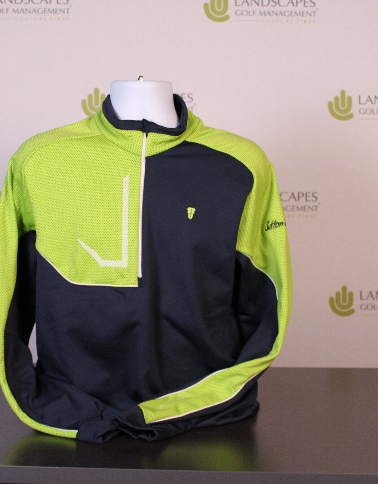 Galvin Green Men's Thick 1/4 Zip - Navy/Green L