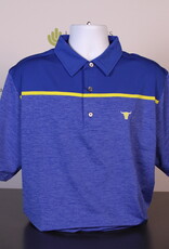 FootJoy Men's Polo Shirt - Blue Heather/Yellow Stripe XL