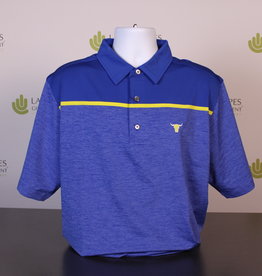 FootJoy Men's Polo Shirt - Blue Heather/Yellow Stripe XL