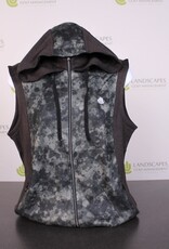 Greg Norman Collection Women's Full Zip Hooded Vest - Paint Splatter Black