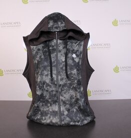 Greg Norman Collection Women's Full Zip Hooded Vest - Paint Splatter Black