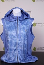 Greg Norman Collection Women's Full Zip Hooded Vest - Paint Splatter Periwinkle
