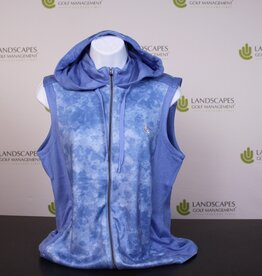 Greg Norman Collection Women's Full Zip Hooded Vest - Paint Splatter Periwinkle