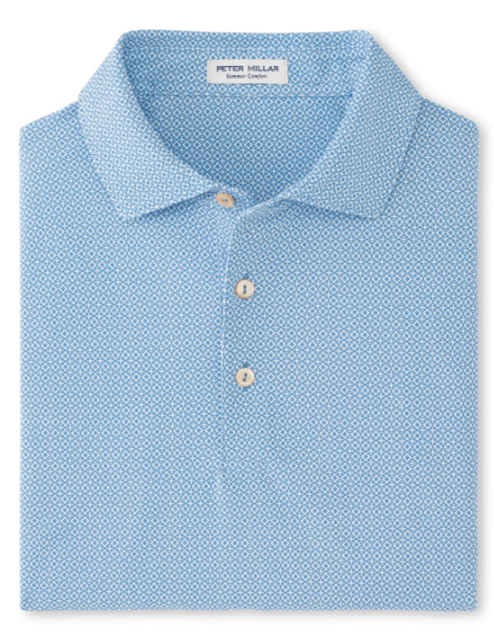Peter Millar Summer Comfort Costa Geo Performance Mesh Polo - Sailor Blue