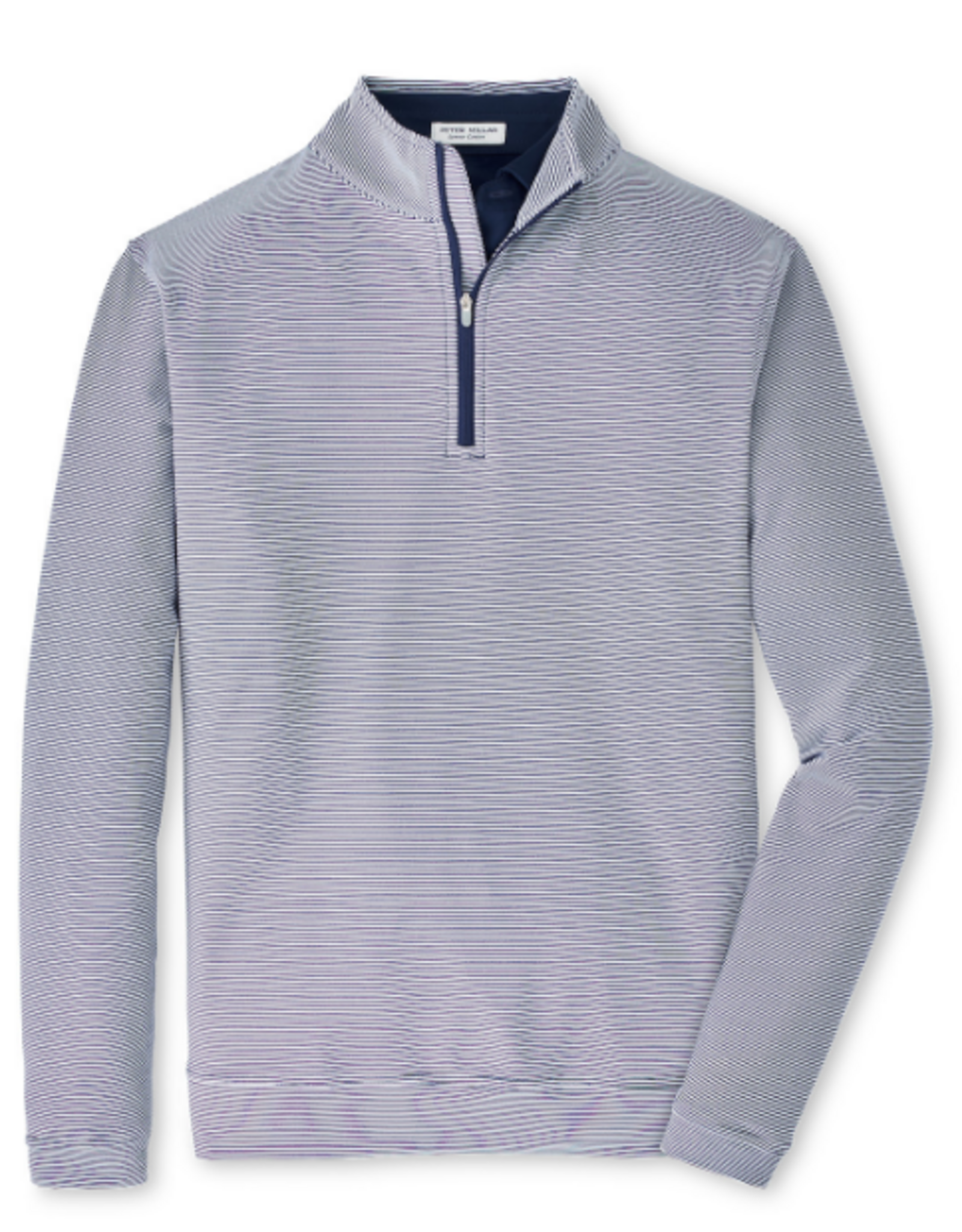 Peter Millar Perth Sugar Stripe Performance Quarter Zip - Navy & White pin stripe - ME0EK40E
