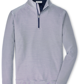 Peter Millar Perth Sugar Stripe Performance Quarter Zip - Navy & White pin stripe - ME0EK40E