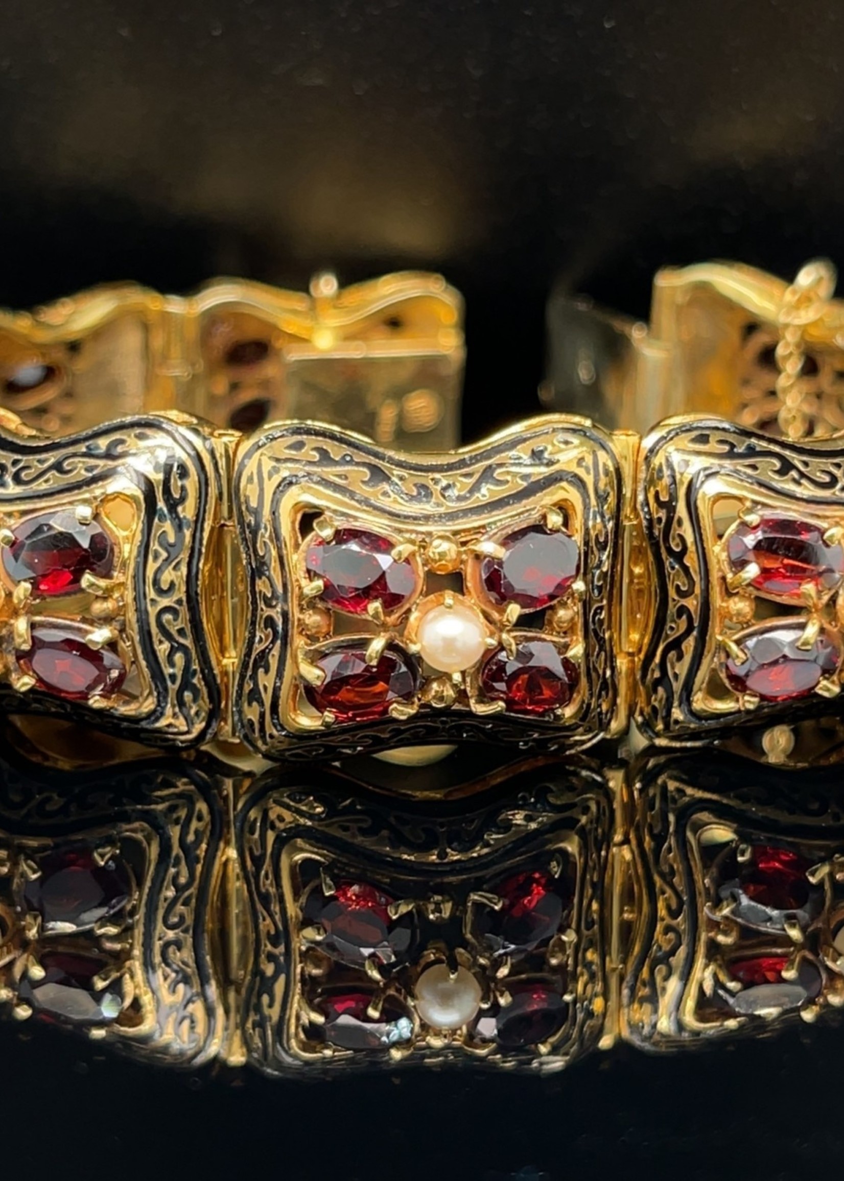 Vintage and Estate Jewelry The EMPRESS Enamel & Garnet Bracelet