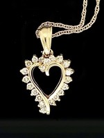 Vintage and Estate Jewelry 14kt Heart Pendant Diamond Heart Pendant