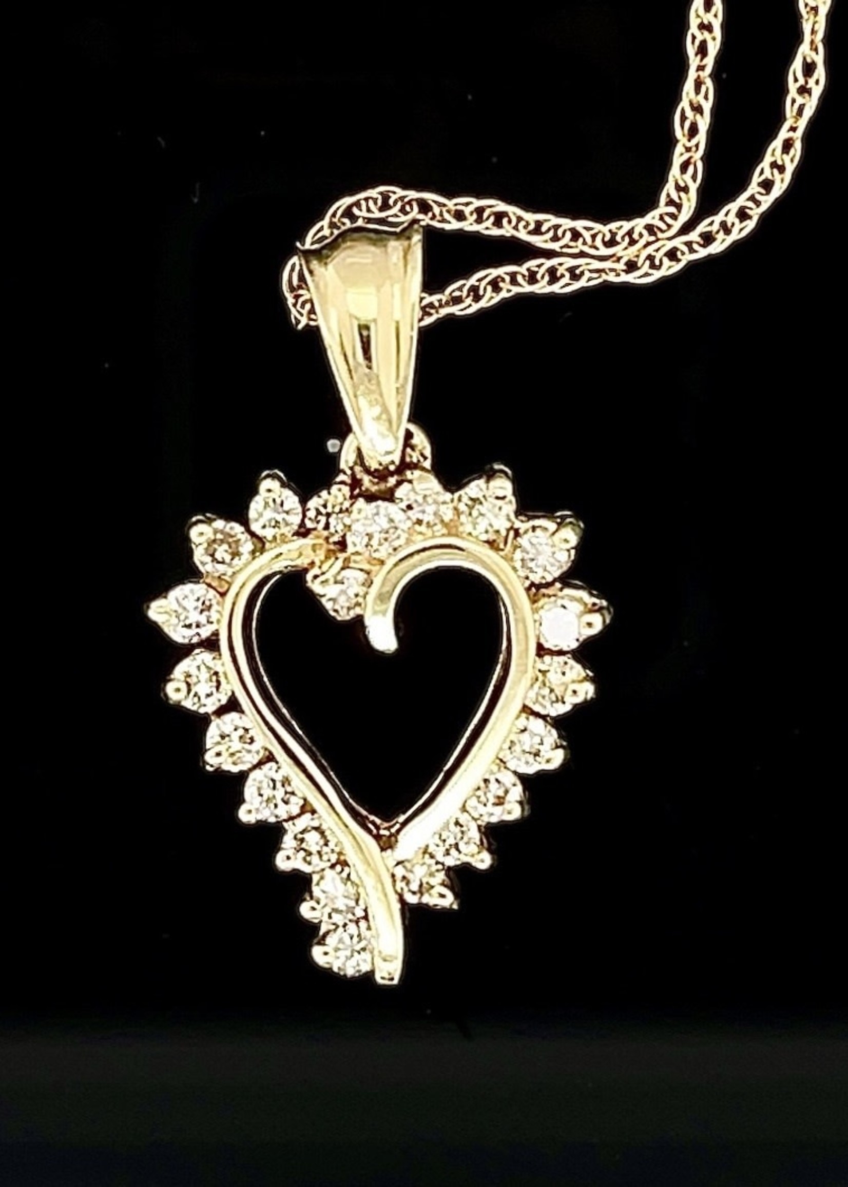 Vintage and Estate Jewelry 14kt Heart Pendant Diamond Heart Pendant