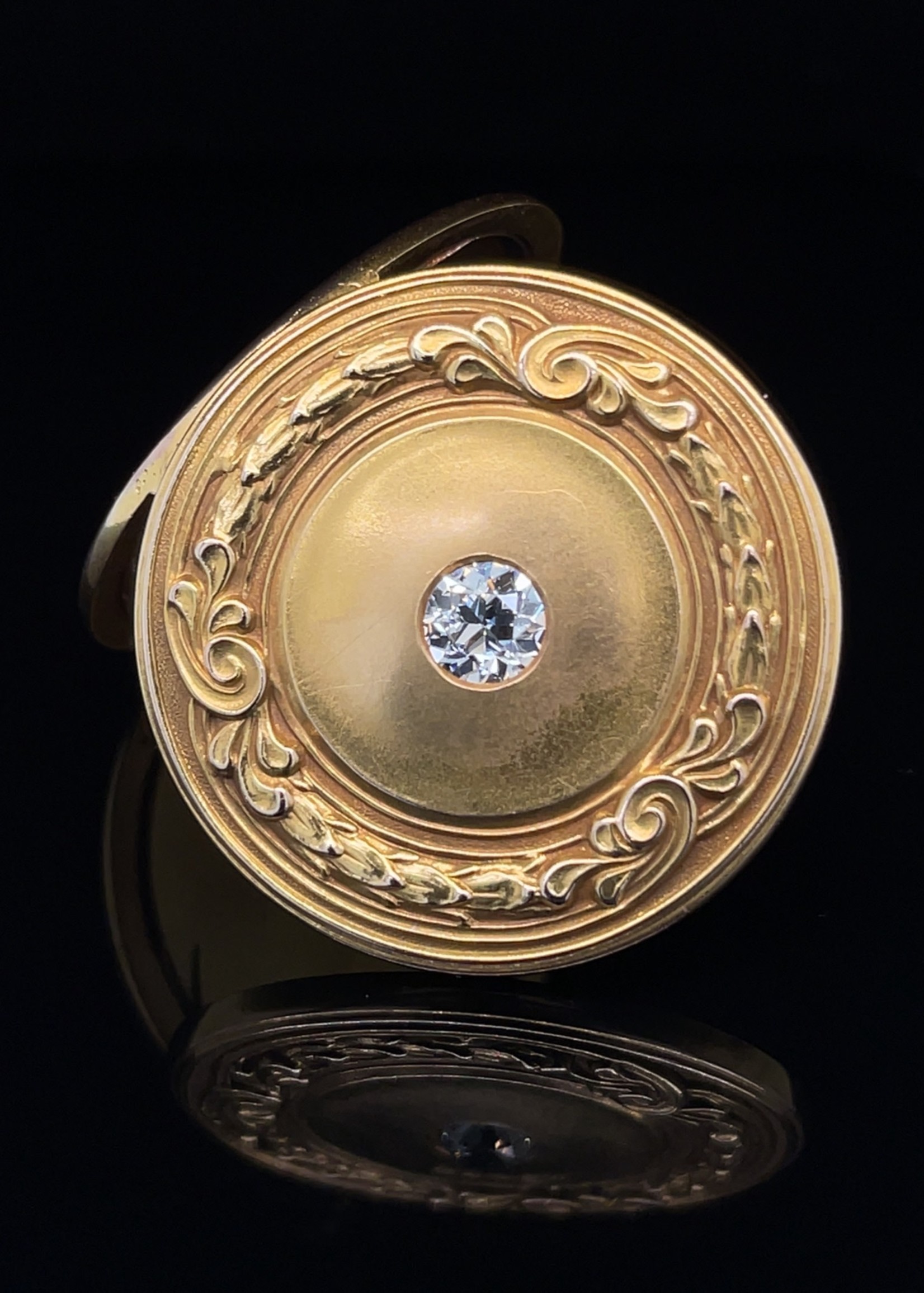 Vintage and Estate Jewelry 14k YG locket .64 diamond, monogrammed