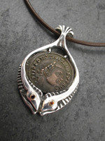 Tinacity AD Sterling Silver & 18 karat COIN Pendant with Garnets