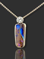 Fire & Facet Signature The BOREALIS Opal & Diamond Necklace