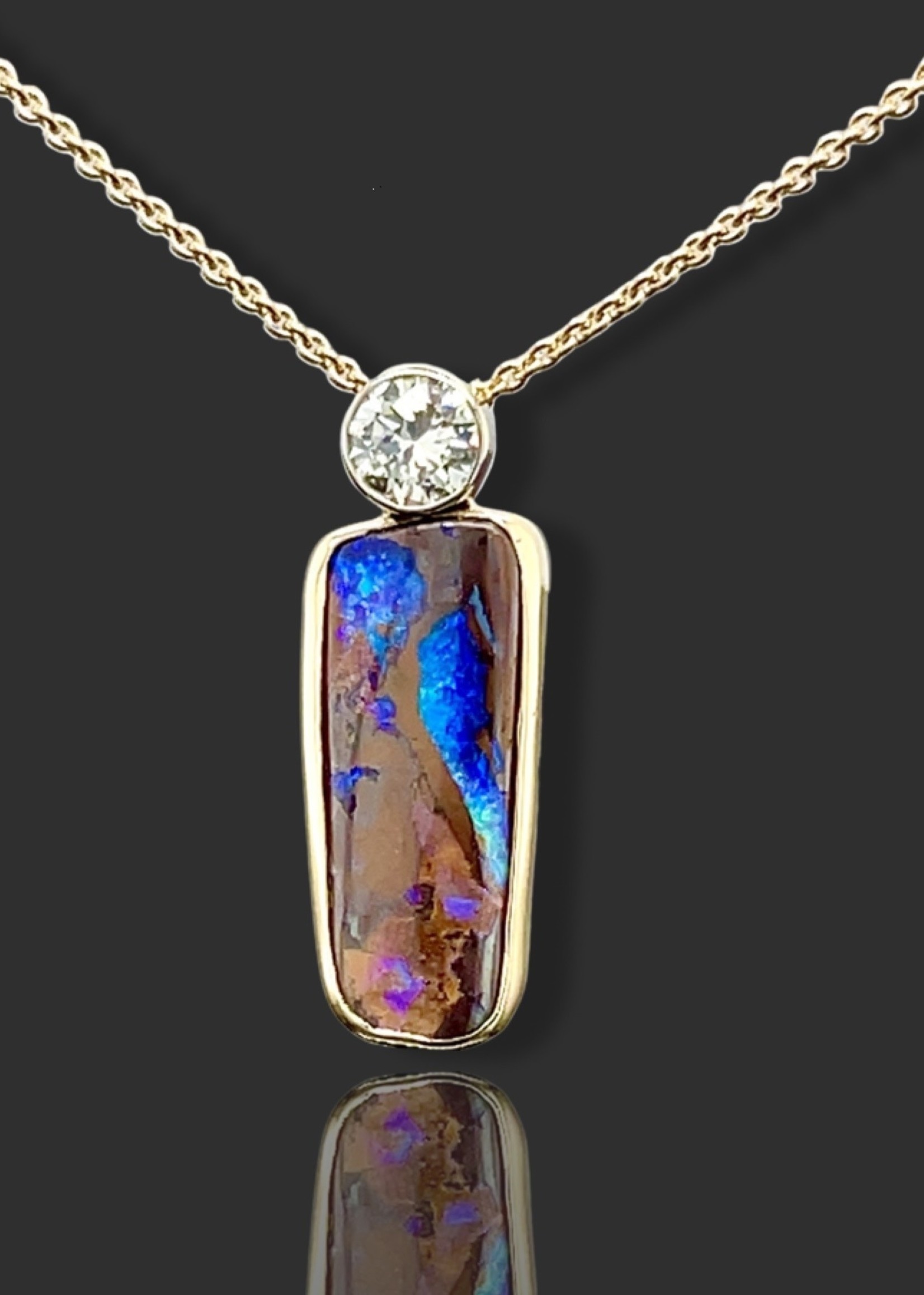 Fire & Facet Signature The BOREALIS Opal & Diamond Necklace