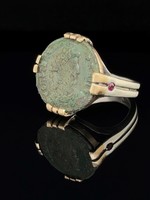 Tinacity AD Ancient Coin Ring  with Rubies
