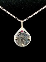 Tinacity AD Sterling Silver Roman Coin Necklace with Ruby