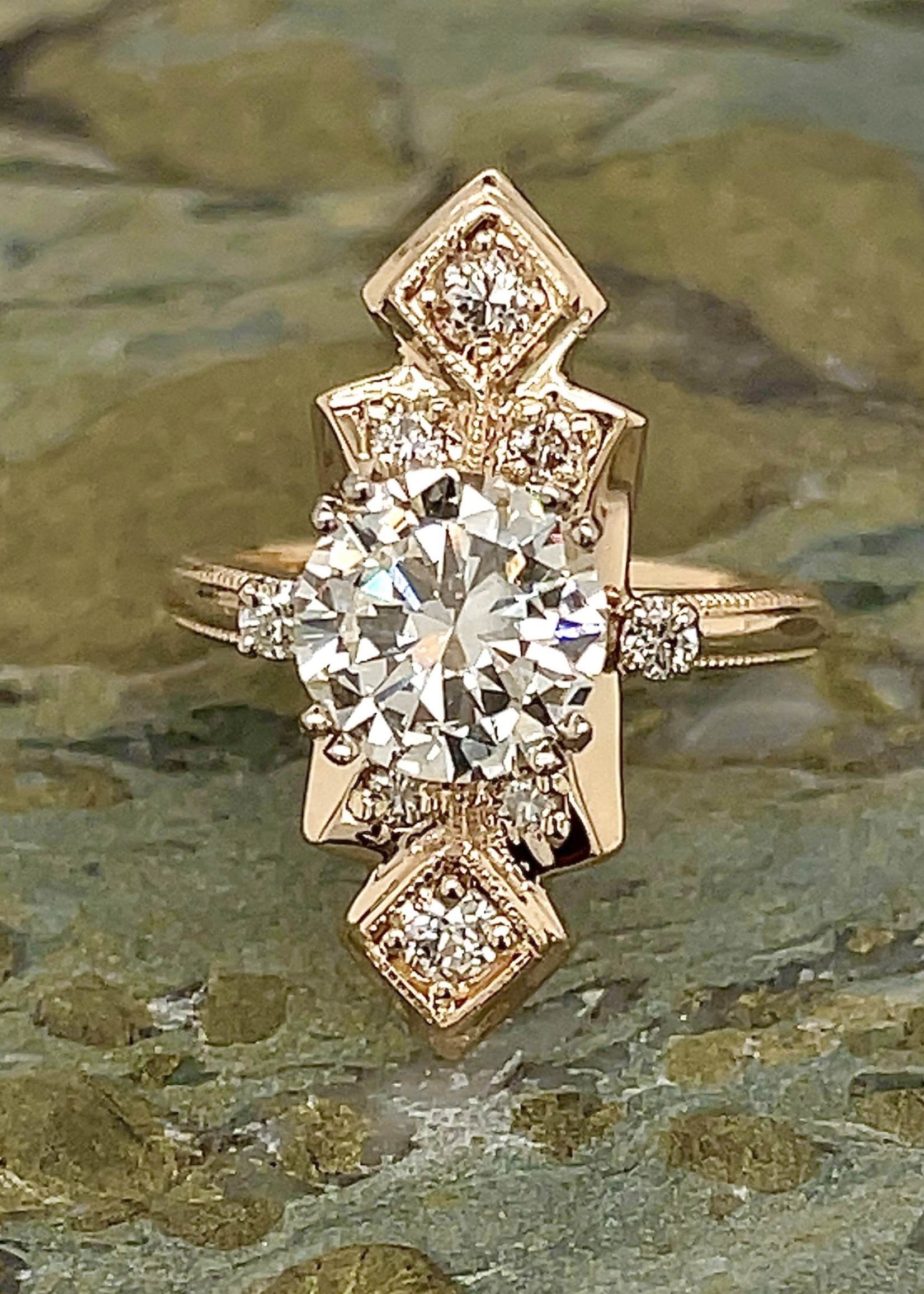 Fire & Facet Bespoke Custom Ring with  Heirloom Diamonds