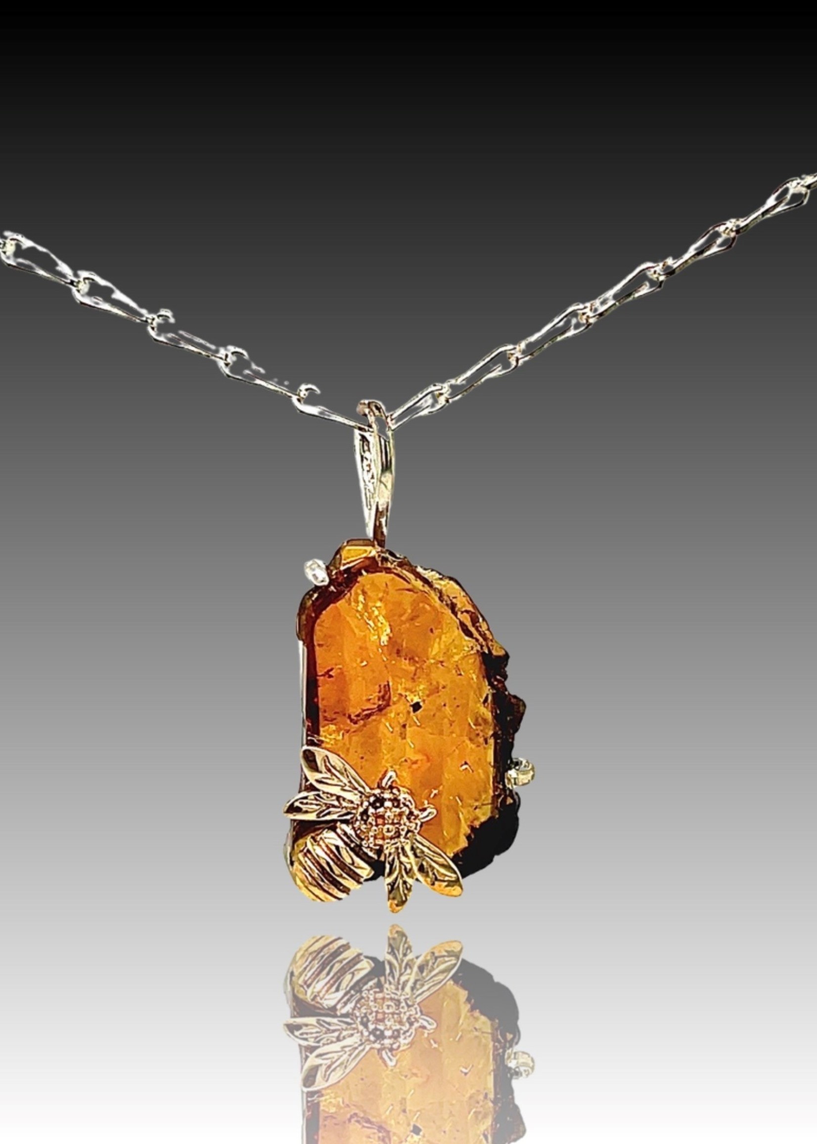 Fire & Facet Signature Tourmaline Bee Pendant on SS chain