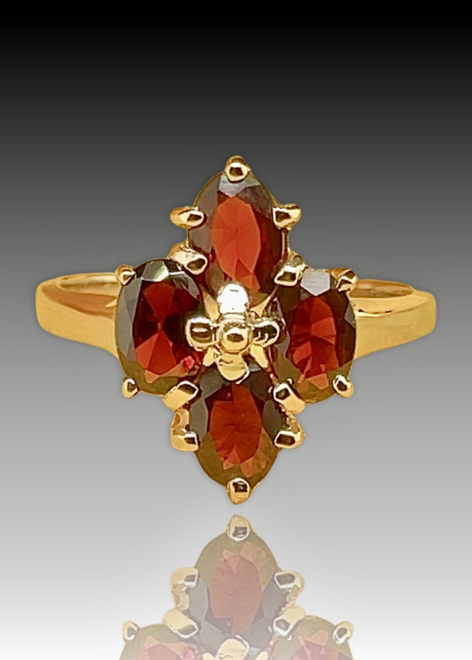 Tinacity AD 14k YG Oval Garnet Cluster Ring