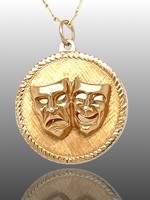 Vintage and Estate Jewelry KS 14-kt Charm w Tragedy & Comedy Masks