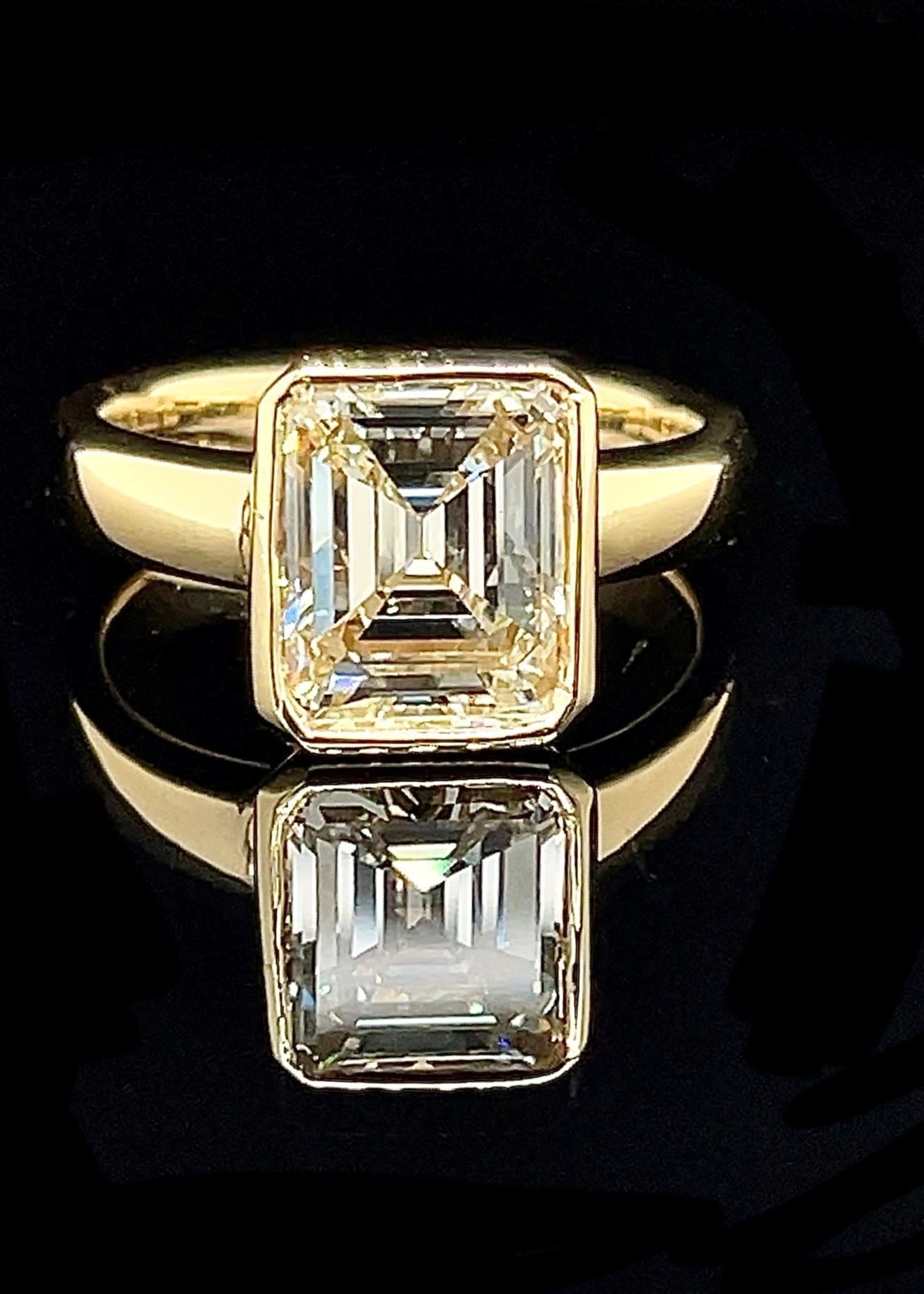 Solitaire Ring with Vintage Emerald Cut  3.68 Carat Diamond