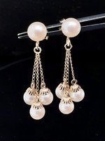 Fire & Facet Signature 14 karat YG Dangle Earrings, with Akoya Pearls