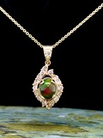 Ethiopian Opal and Diamond Pendant