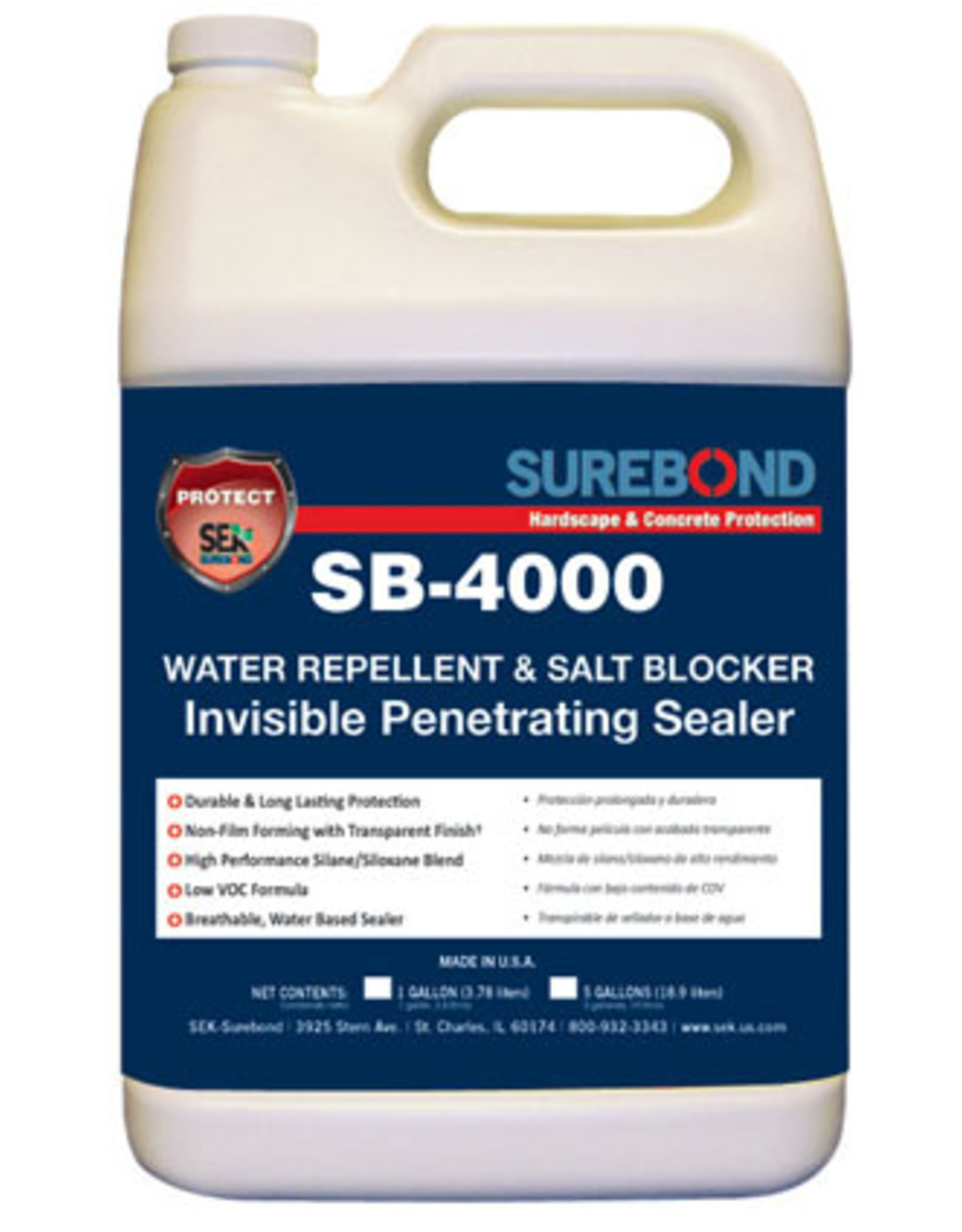 SEK Surebond SB-4000 Water Repellent & Salt Blocker Invisible Penetrating Sealer Gallon