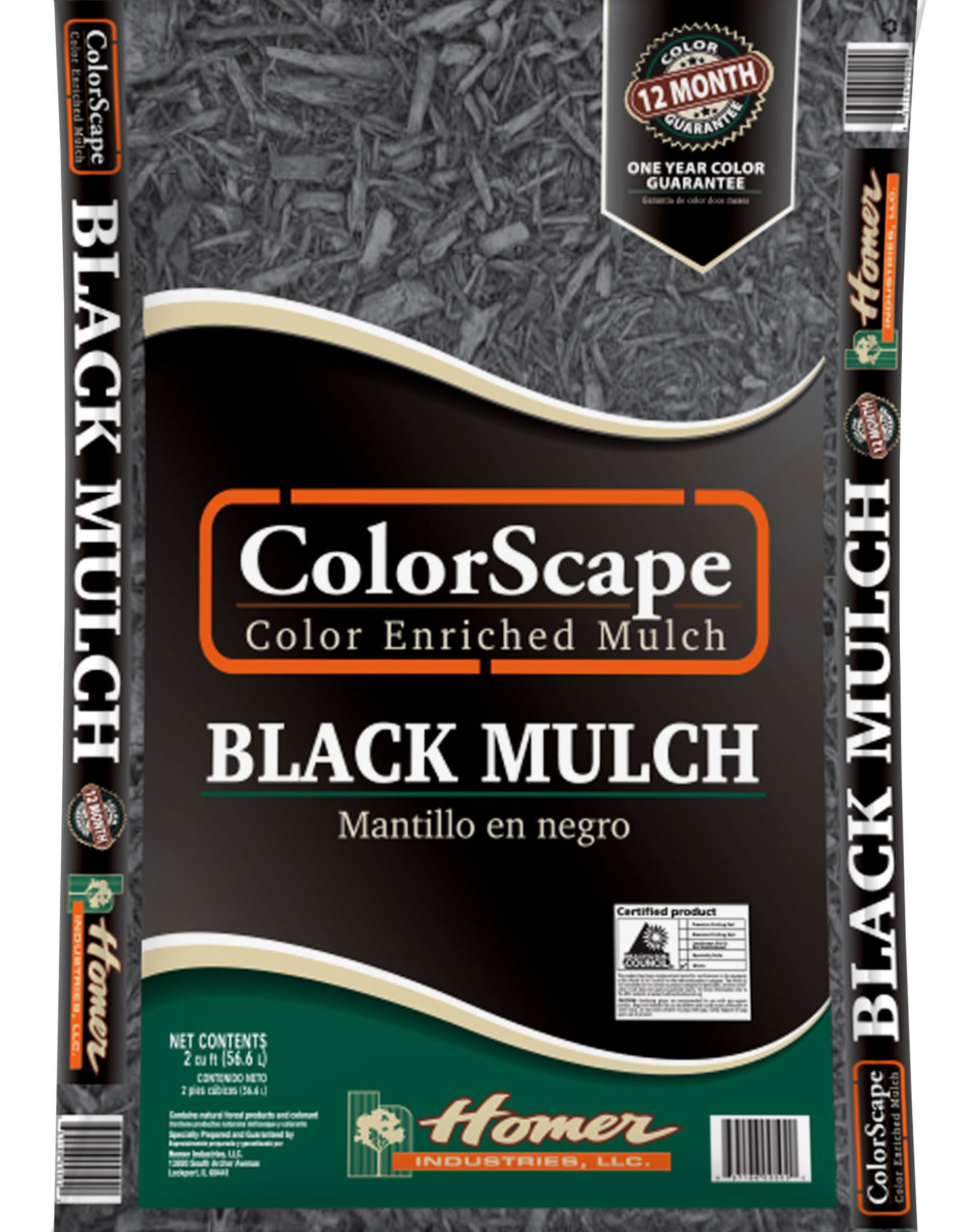 Homer Industries Dyed Black Mulch, 2cf Bag