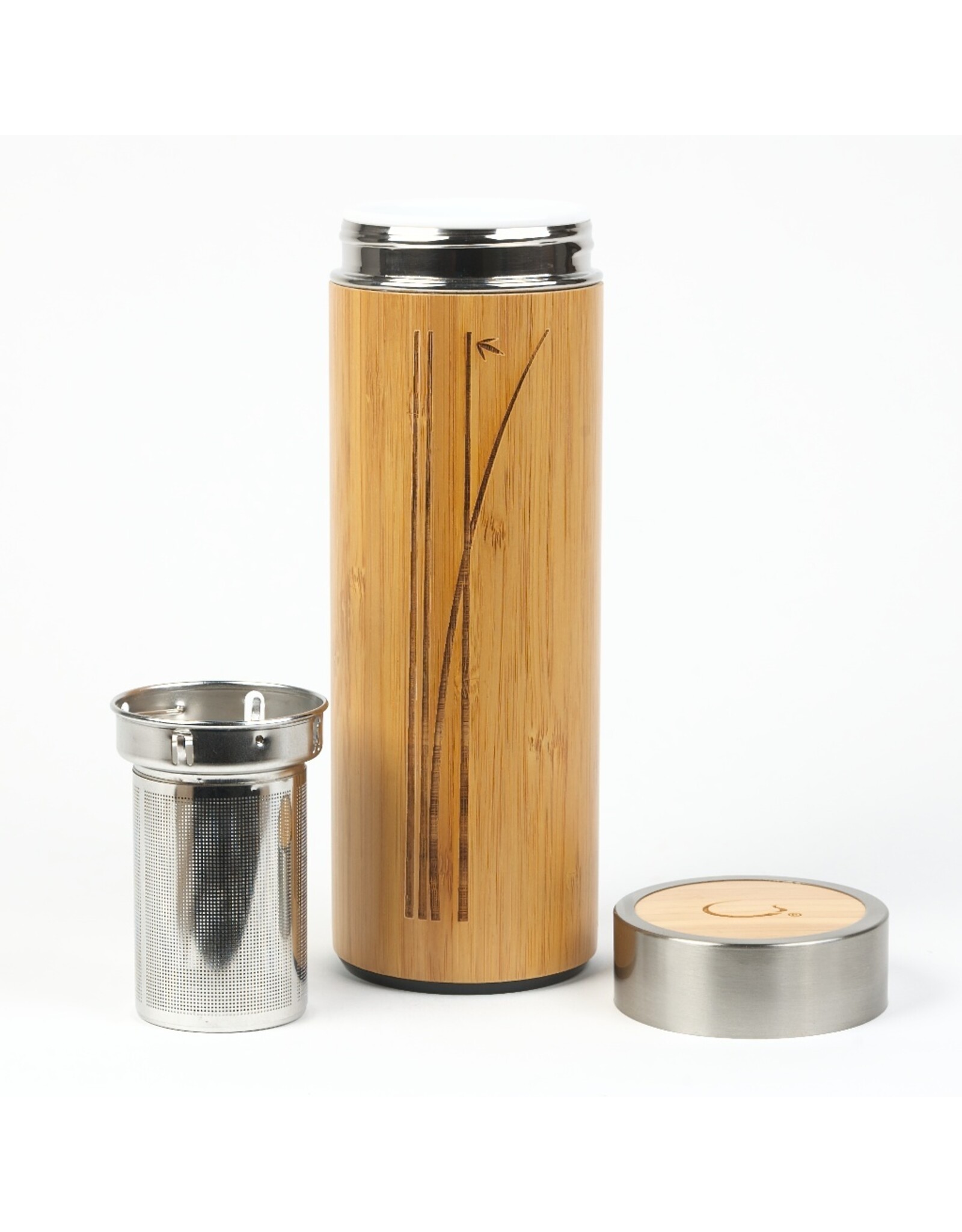 Bouteille à thé en bambou avec intérieur en porcelaine