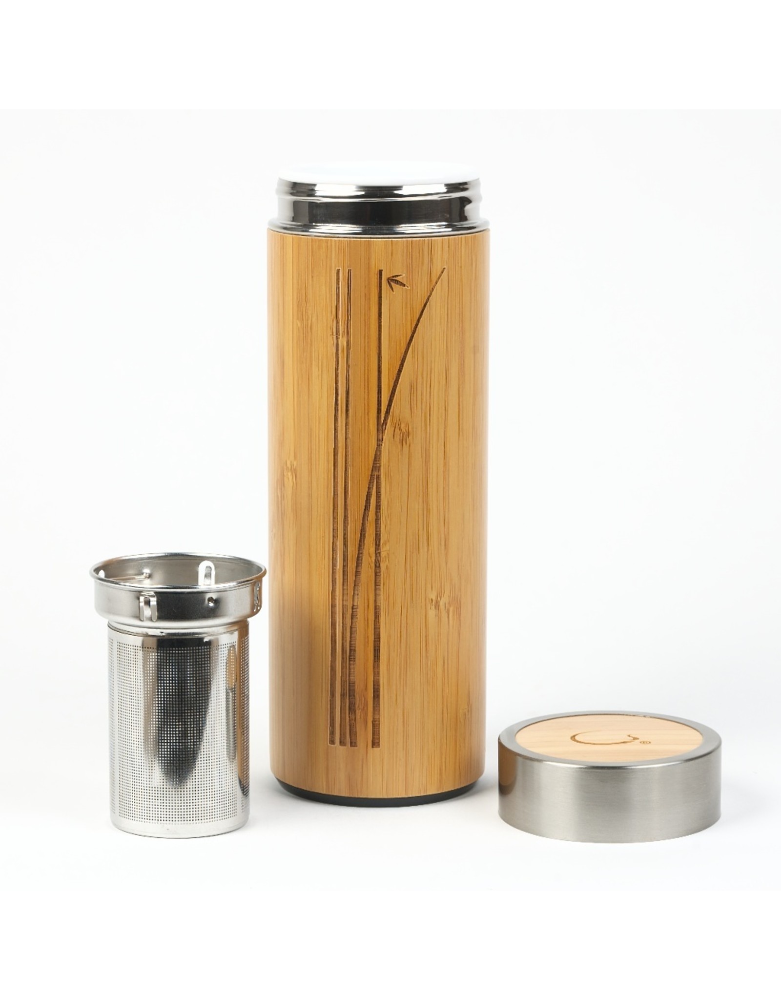 Bouteille à thé en bambou avec intérieur en porcelaine