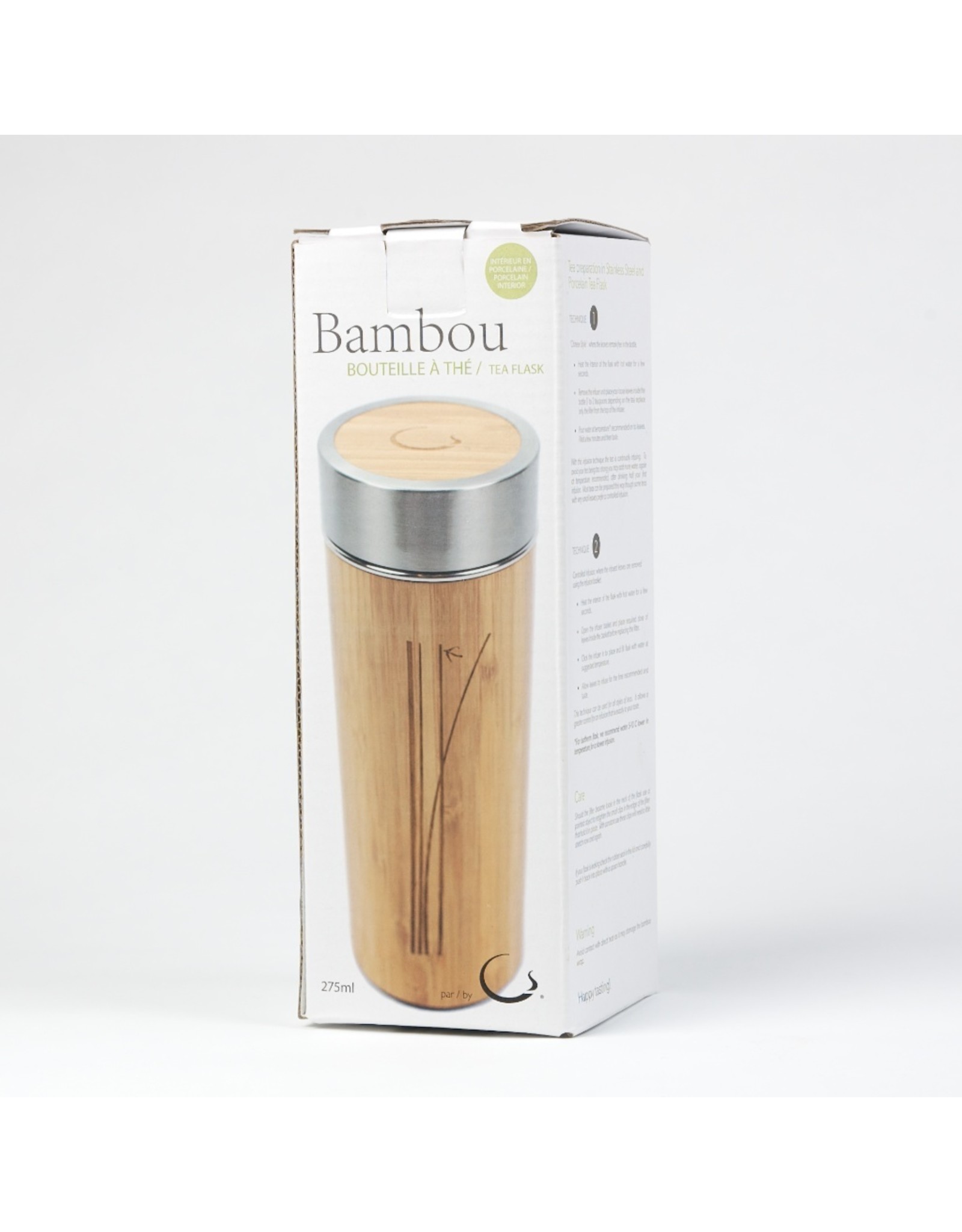 Bouteille à thé en bambou avec intérieur en porcelaine
