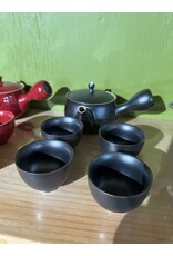 Théière en porcelaine Kyusu (230ml) - Noir (avec 4ts)