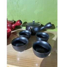 Théière en porcelaine Kyusu (230ml) - Noir (avec 4ts)