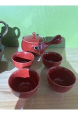 Théière en porcelaine Kyusu (230ml) - Rouge (avec 4ts)