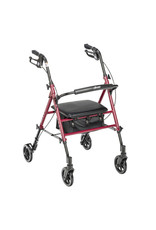 Drive Adjustable Height Rollator - Red - 6" Castors