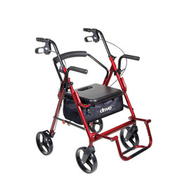 Drive Duet Rollator / Transport Chair - Burgundy