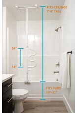 Stander, Inc Security Pole & Curve Grab Bar-White - Bathtub to Ceiling