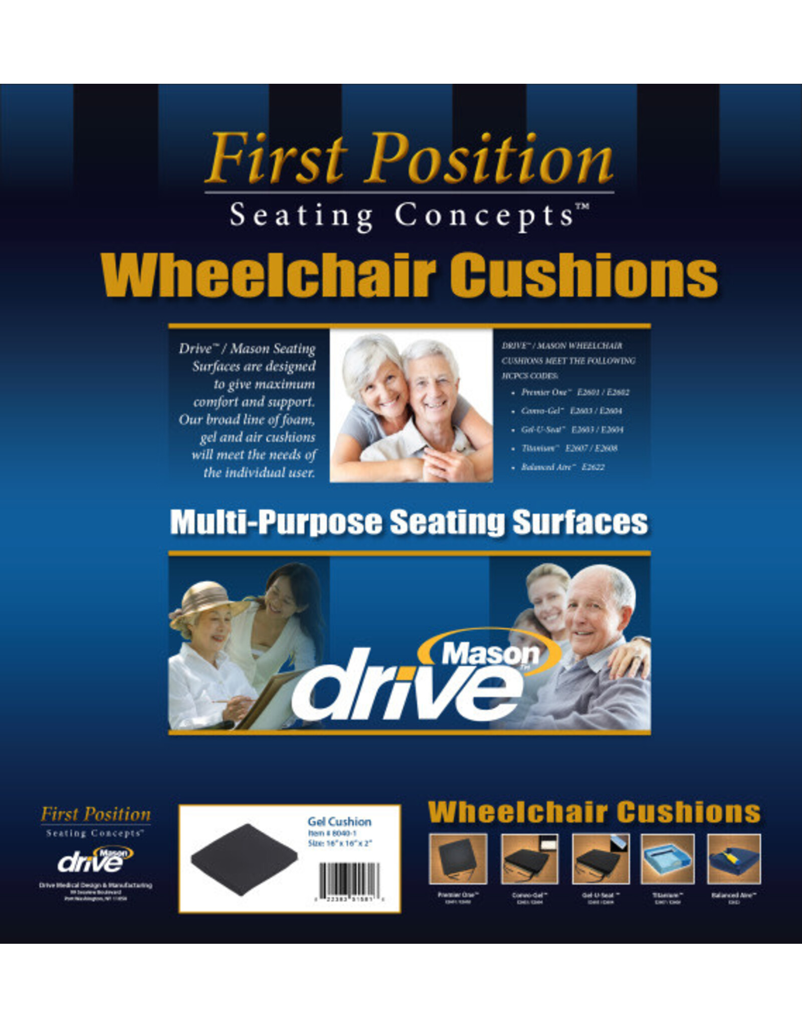 Drive 2" Gel Seat Cushion 20x16x2