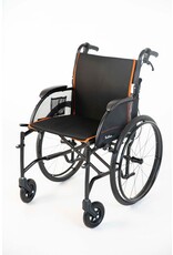 Feather Mobility Feather 18" Manual Wheelchair (Matte Black / Orange)  - Anti-tippers - Pop off wheels