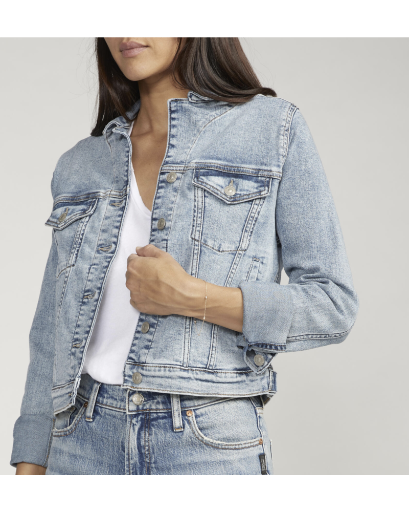 Silver Silver Fitted Jean Jacket